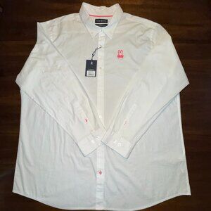 $125 NEW Psycho Bunny Men's XXXL 9 White Lancaster Button Down Shirt + Free Gift
